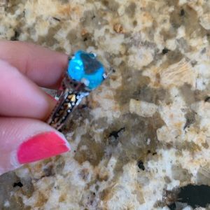 Brand new gold blue topaz ring